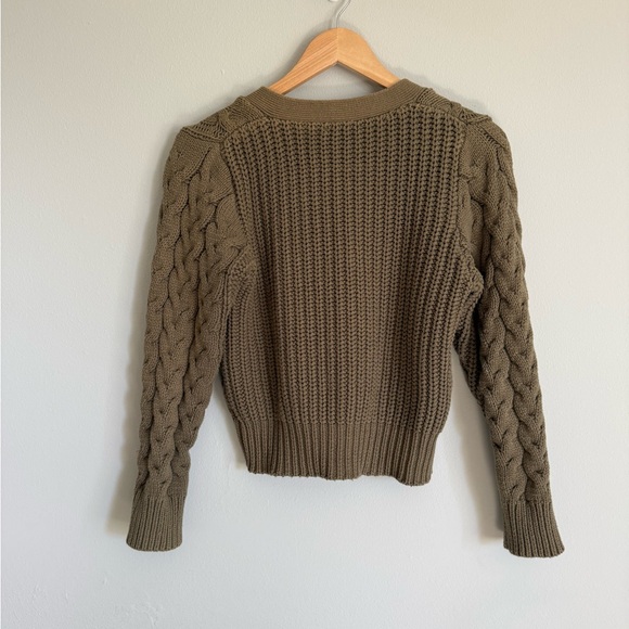 Lumiere Chunky Cable Knit Cardigan - Olive - Picture 4 of 8
